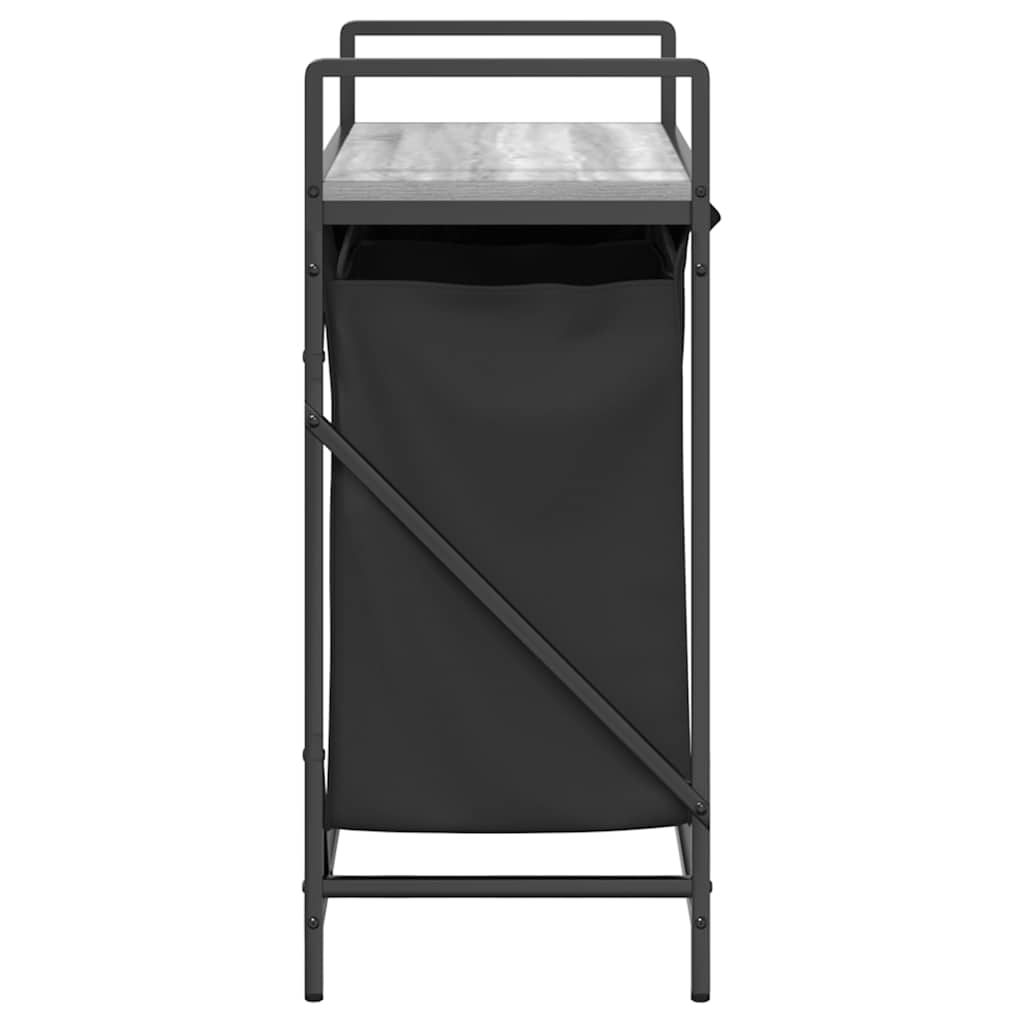 Tvättkorg 2 fack med hylla grå sonoma