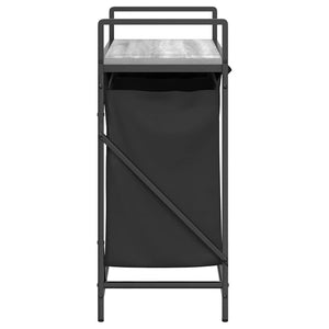 Tvättkorg 2 fack med hylla grå sonoma