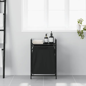 Tvättkorg 1 fack med hylla svart ek