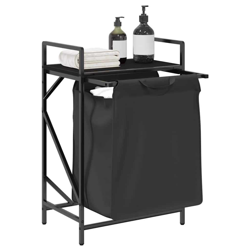 Tvättkorg 1 fack med hylla svart ek