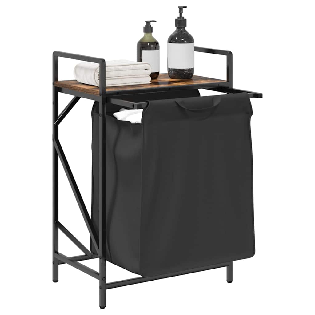 Tvättkorg 1 fack med hylla rökfärgad ek