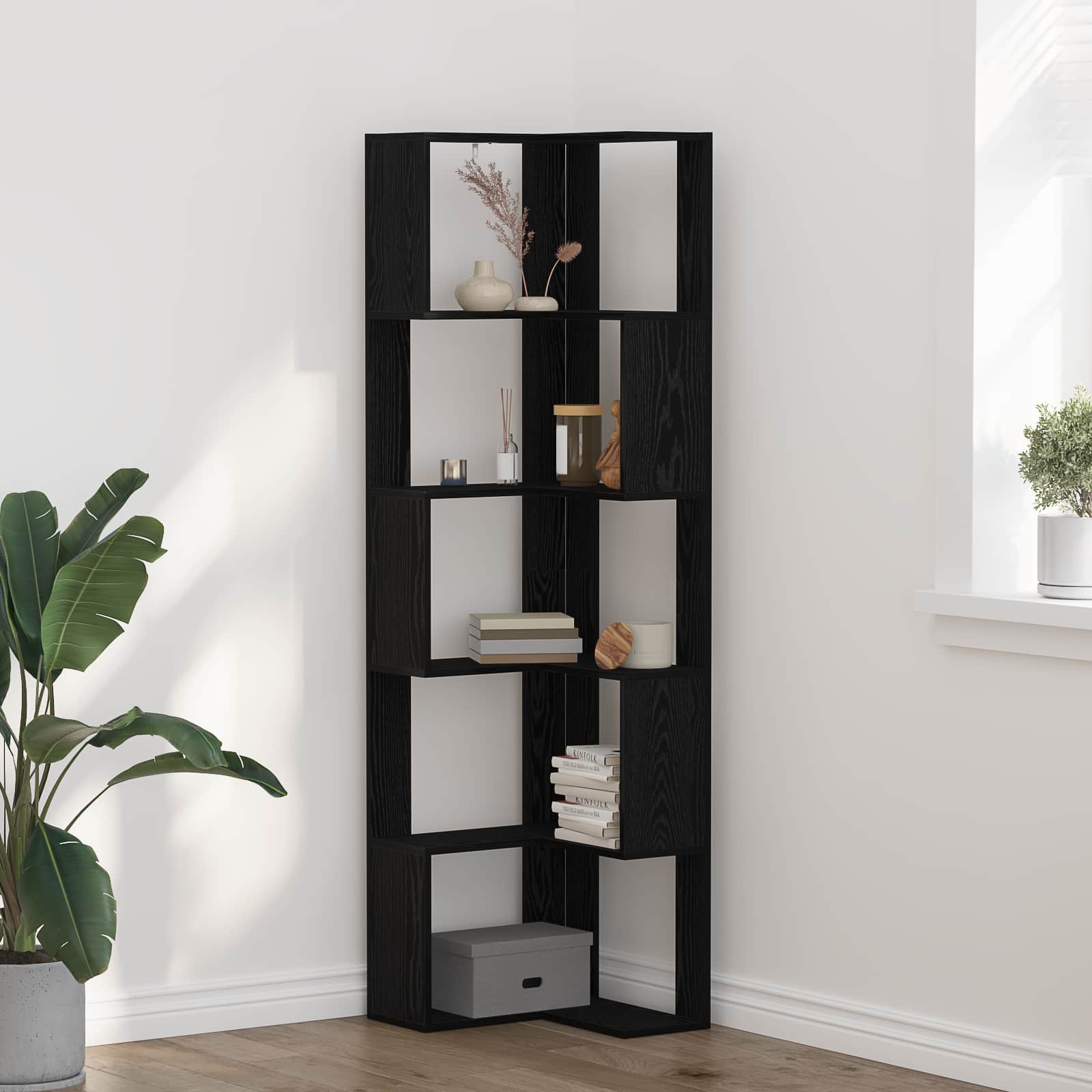 Bokhylla Svart Ek 50 x 50 x 179 cm