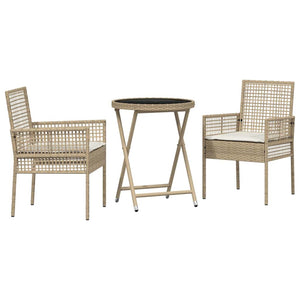 Trädgårds Bistro Set 3 pcs Beige konstrotting