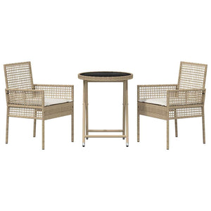 Trädgårds Bistro Set 3 pcs Beige konstrotting