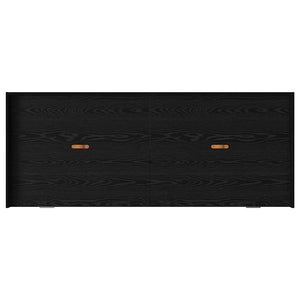 Sängram med huvudgavel Svart Ek 100 x 200 cm Konstruerat trä