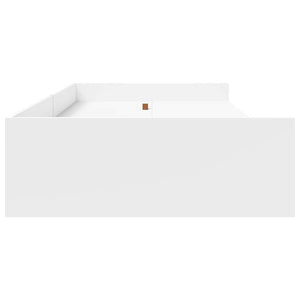 Sängram med huvudgavel med låda Vit 90 x 200 cm Konstruerat trä