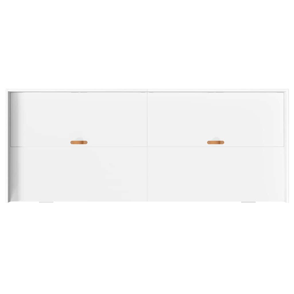 Sängram med huvudgavel med låda Vit 90 x 200 cm Konstruerat trä