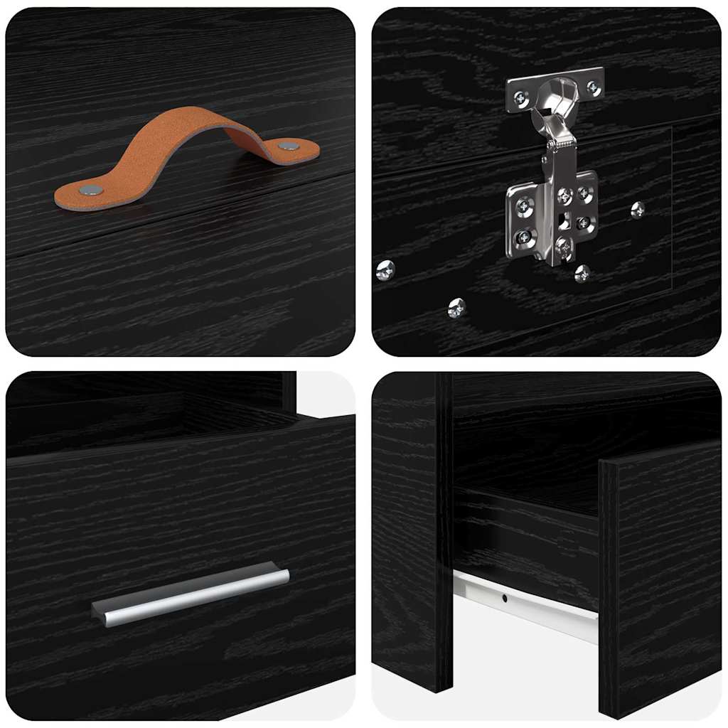 Sängram med huvudgavel Svart Ek 90 x 200 cm Konstruerat trä