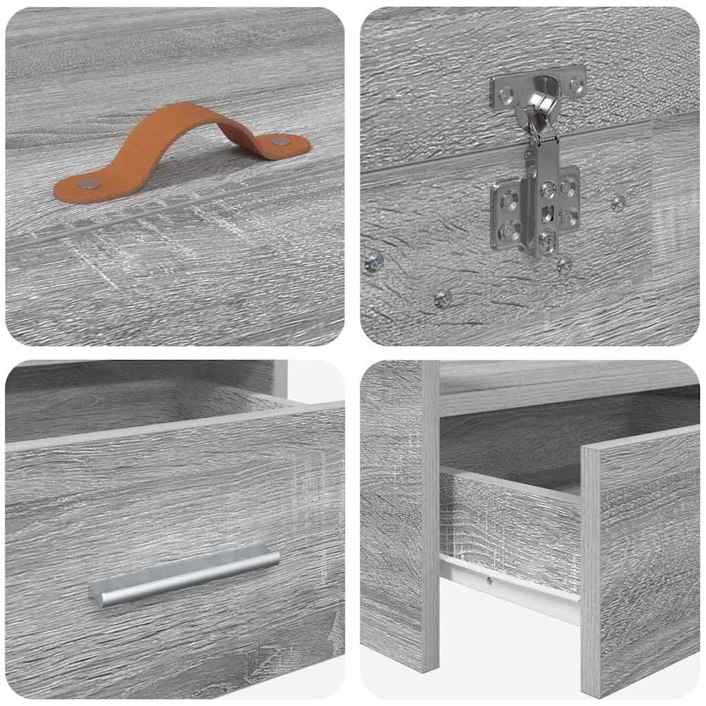 Sängram med huvudgavel Grå Sonoma 90 x 200 cm Konstruerat trä