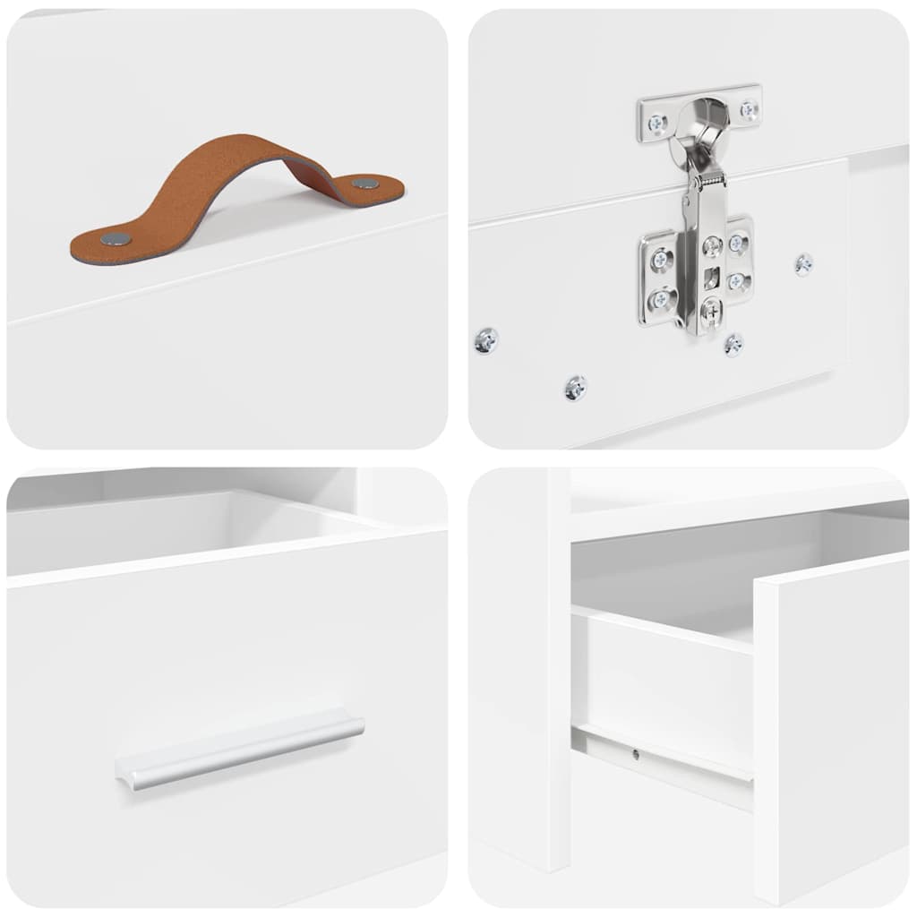 Sängram med huvudgavel med låda Vit 80 x 200 cm Konstruerat trä