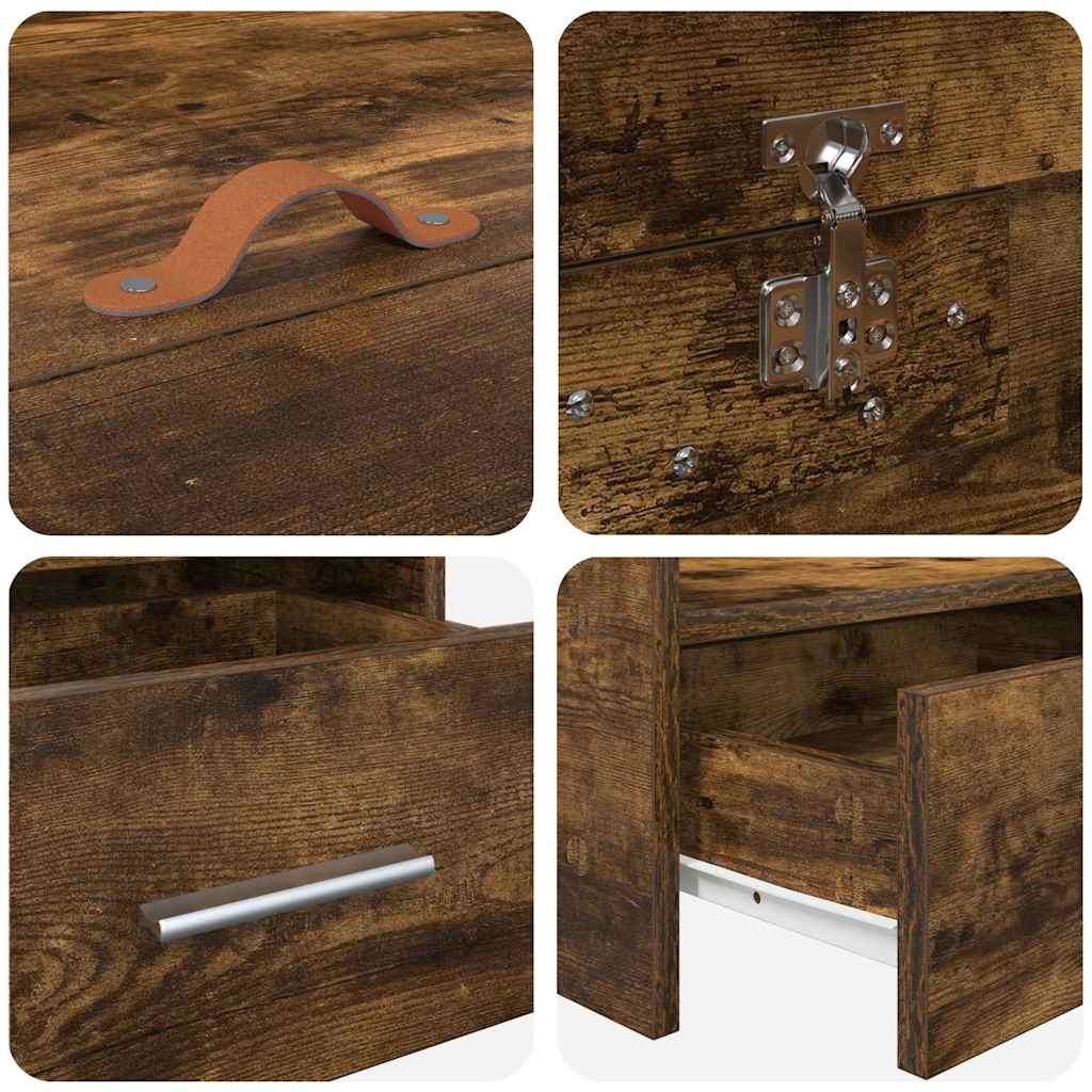 Sängram med huvudgavel Rökt ek 80 x 200 cm Konstruerat trä