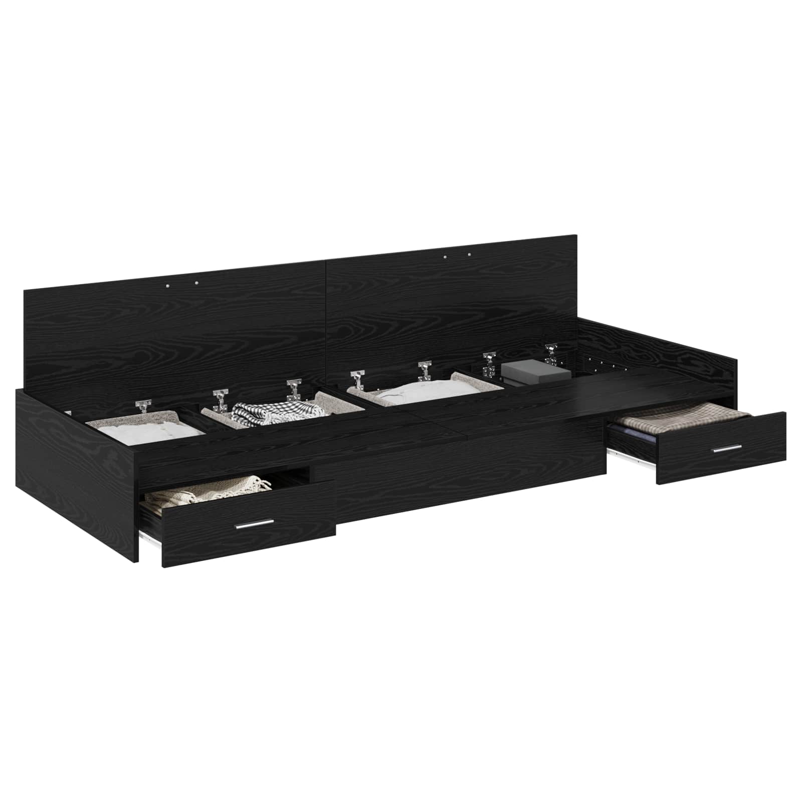 Sängram med huvudgavel Svart Ek 70 x 190 cm Konstruerat trä