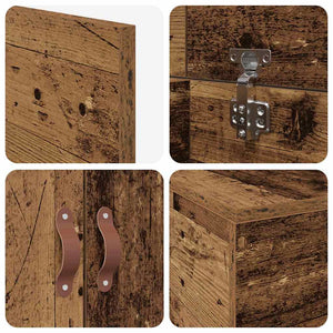 Förvaringssängram Gammalt trä 80 x 200 cm Konstruerat trä