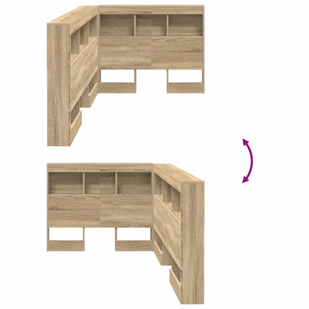 Förvaringshuvudgavel med hylla Sonoma-ek 90 cm Konstruerat trä