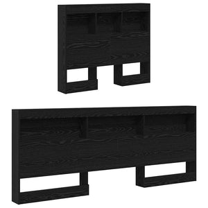 Förvaringshuvudgavel med hylla Svart Ek 100 cm Konstruerat trä