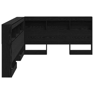 Förvaringshuvudgavel med hylla Svart Ek 140 cm Konstruerat trä