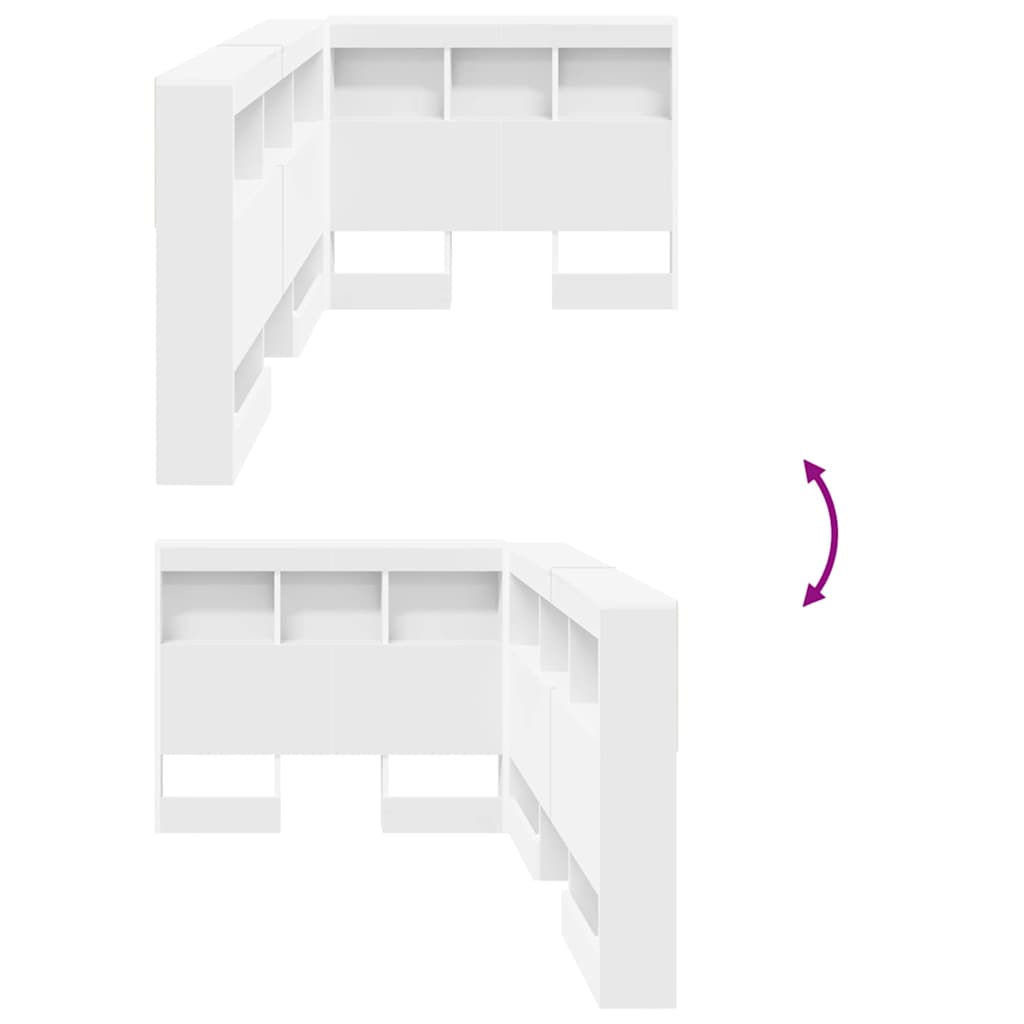 Förvaringshuvudgavel med hylla Vit 90 cm Konstruerat trä