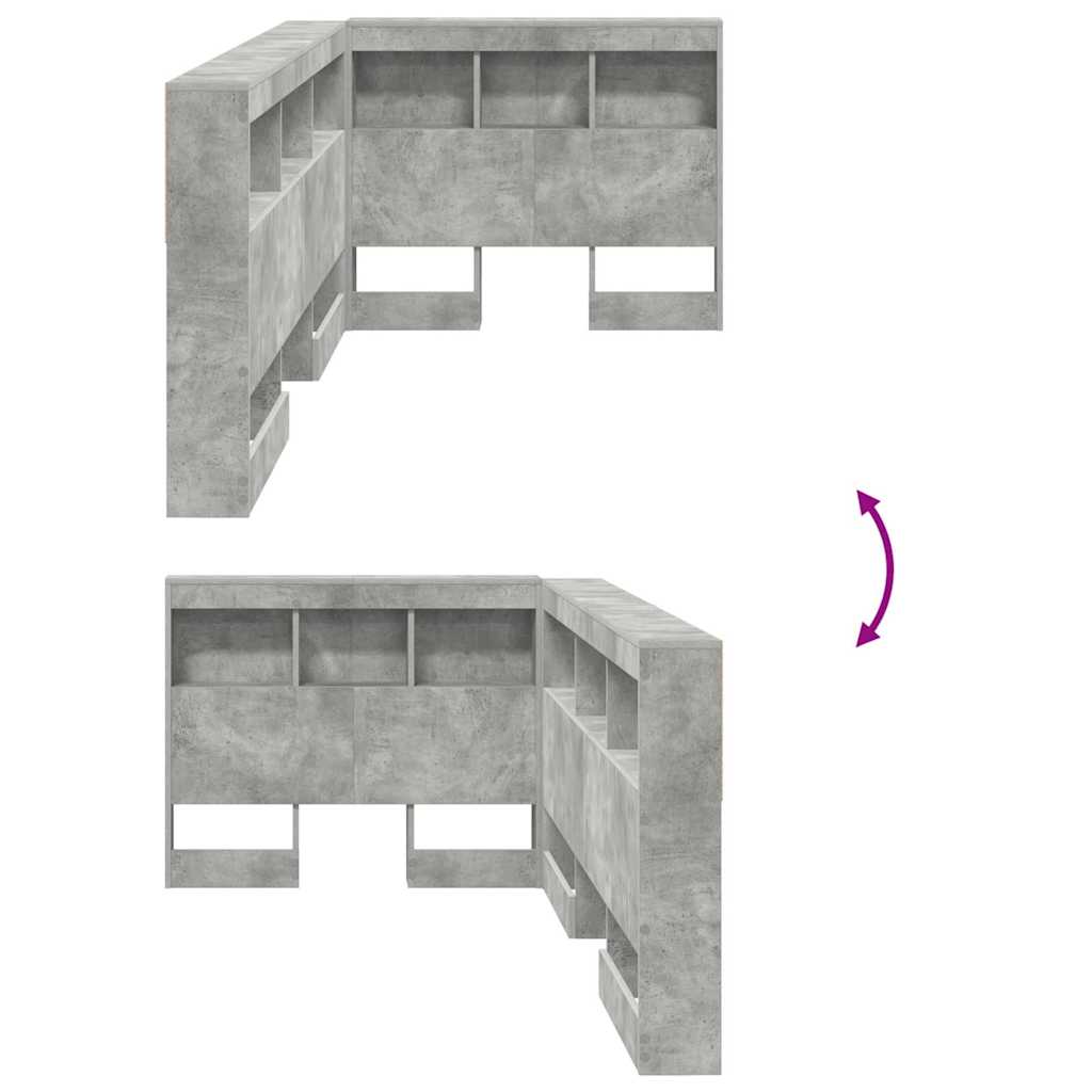 Förvaringshuvudgavel med hylla Betonggrå 90 cm Konstruerat trä