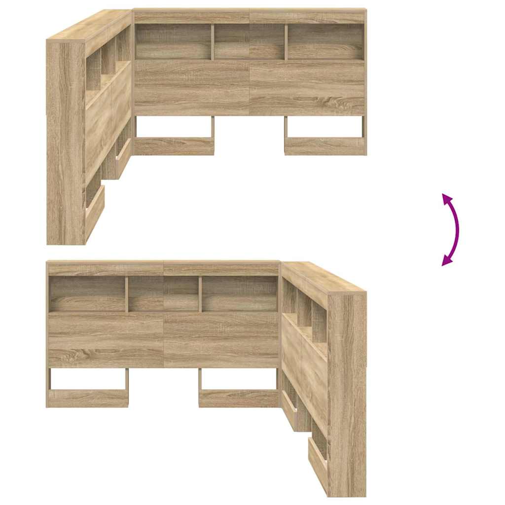 Förvaringshuvudgavel med hylla Sonoma-ek 120 cm Konstruerat trä
