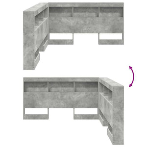 Förvaringshuvudgavel med hylla Betonggrå 135 cm Konstruerat trä
