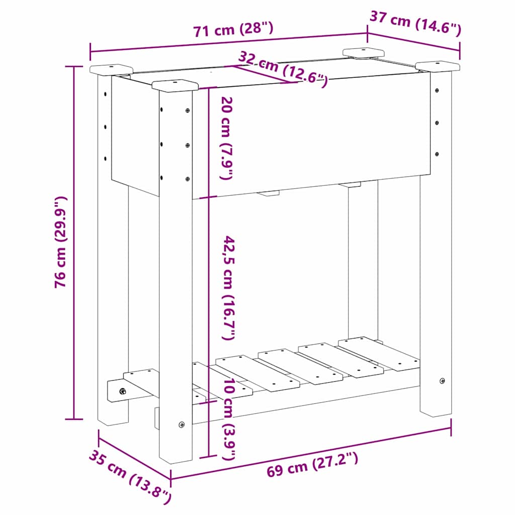 Trädgårdsplanterare Beige 71 x 37 x 76,5 cm Massivt Furu