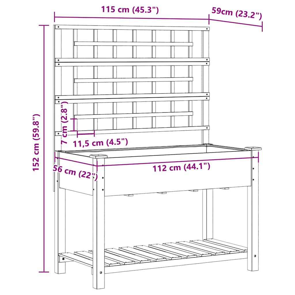 Trädgårdsplanterare Beige 115 x 60,5 x 153 cm Massivt Furu