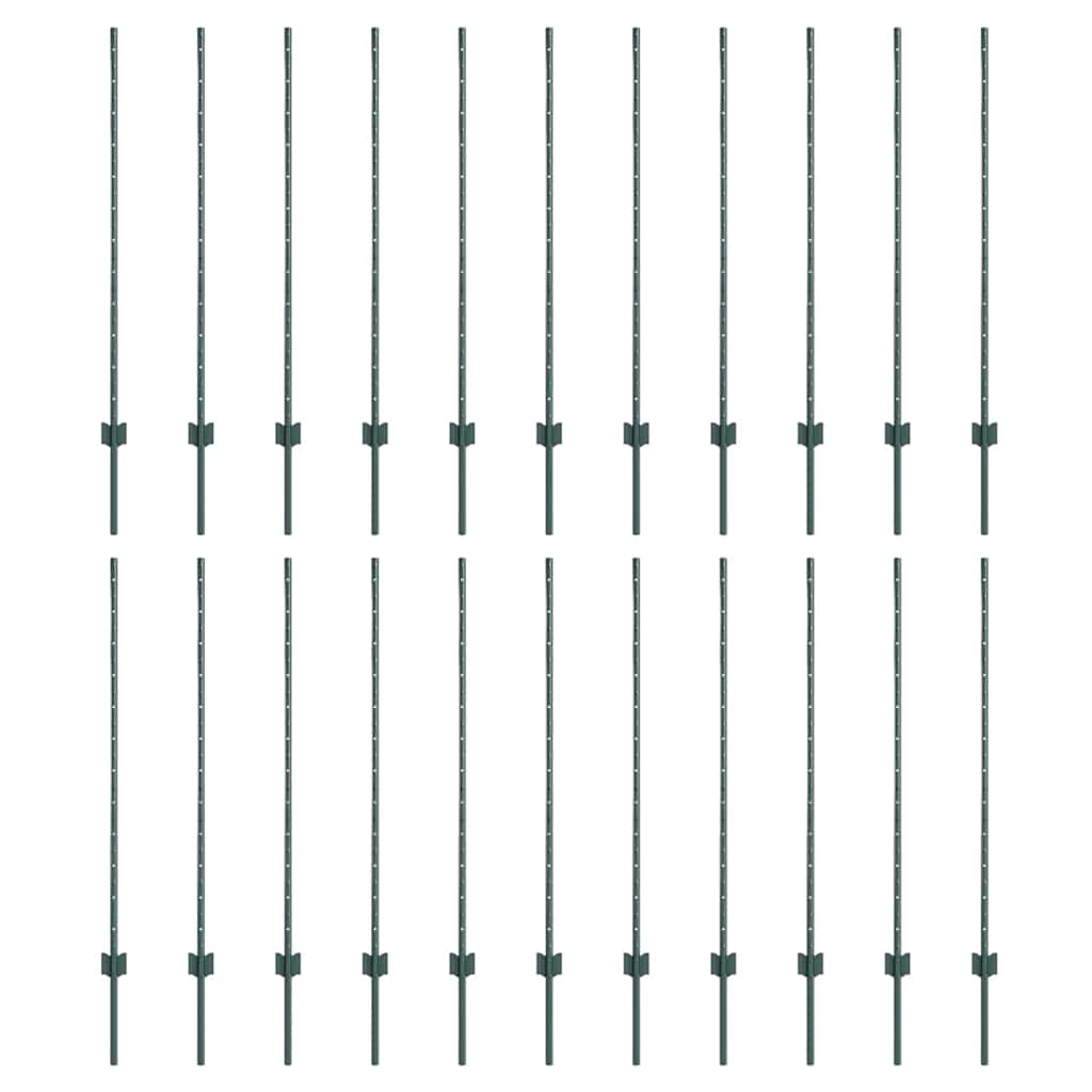 Stängselstolpe 22 pcs Grön 160 cm Stål