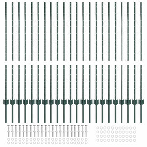 Stängselstolpe 22 pcs Grön 160 cm Stål