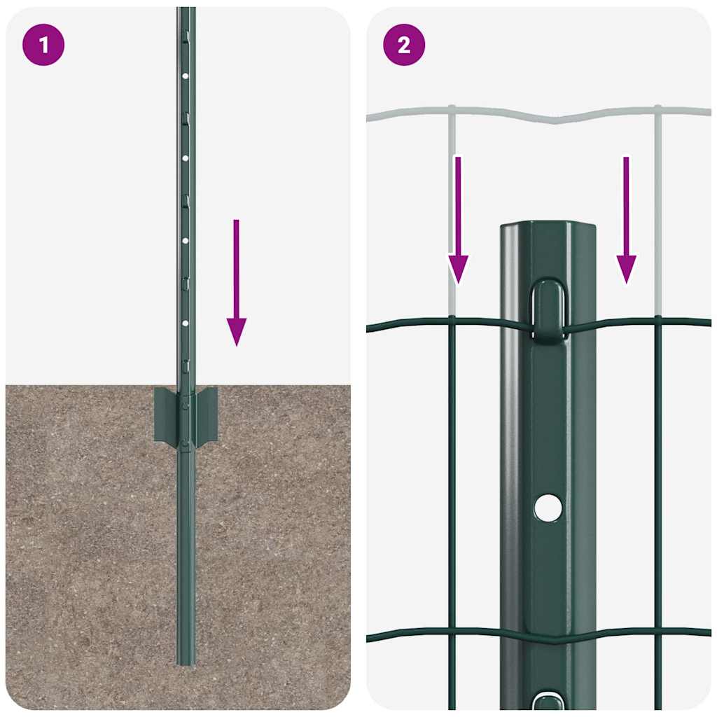 Stängsel med stolpe Grön 0,4 x 10 m Stål och PVC