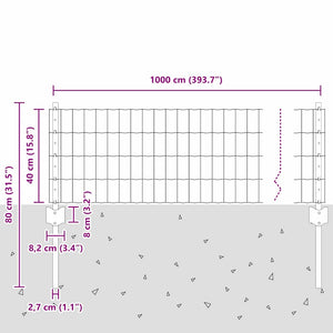 Stängsel med stolpe Grön 0,4 x 10 m Stål och PVC