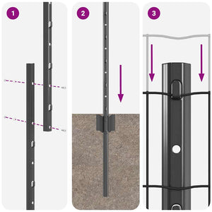 Stängsel med stolpe Grå 1,4 x 10 m Stål och PVC