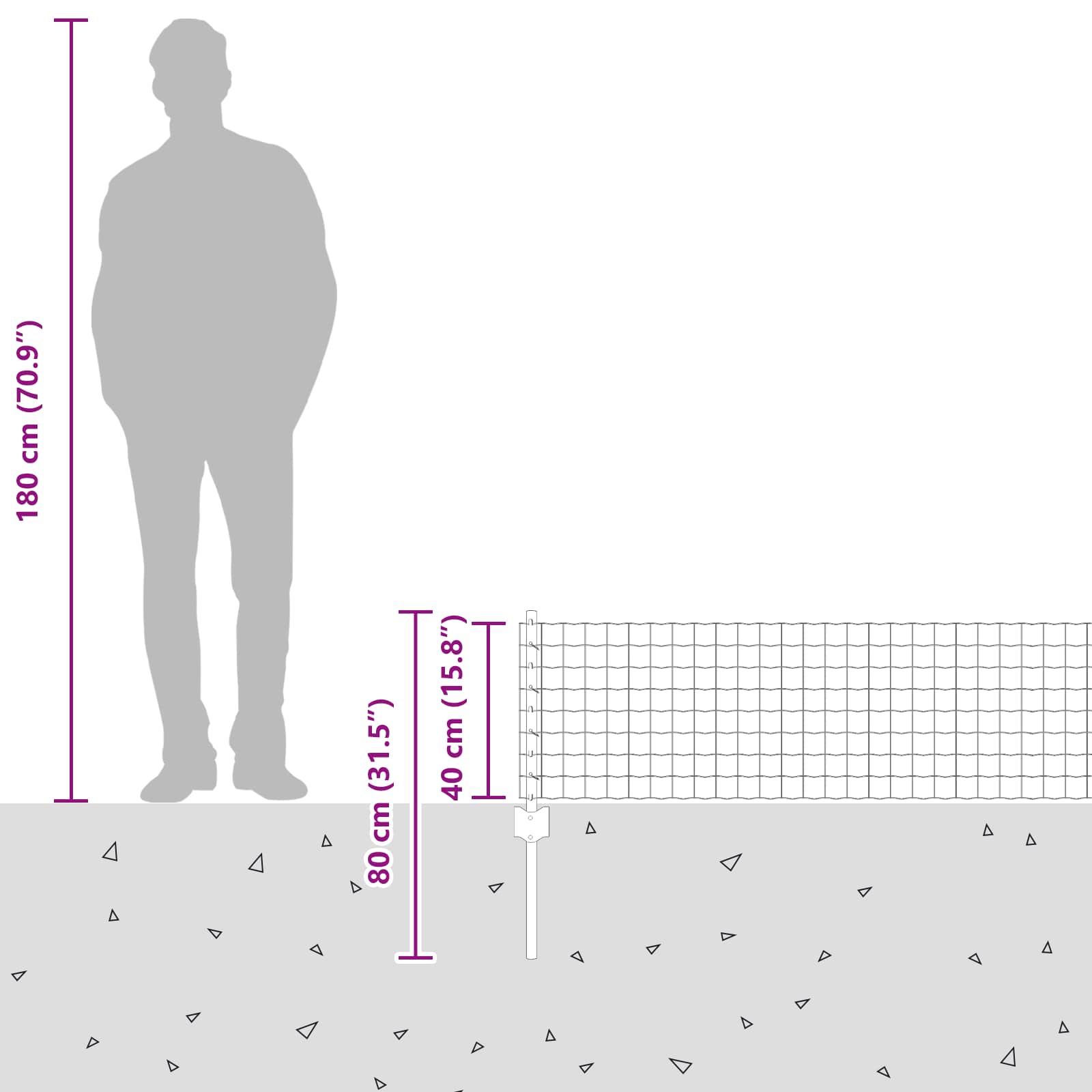 Stängsel med stolpe Silver 0,4 x 10 m Stål