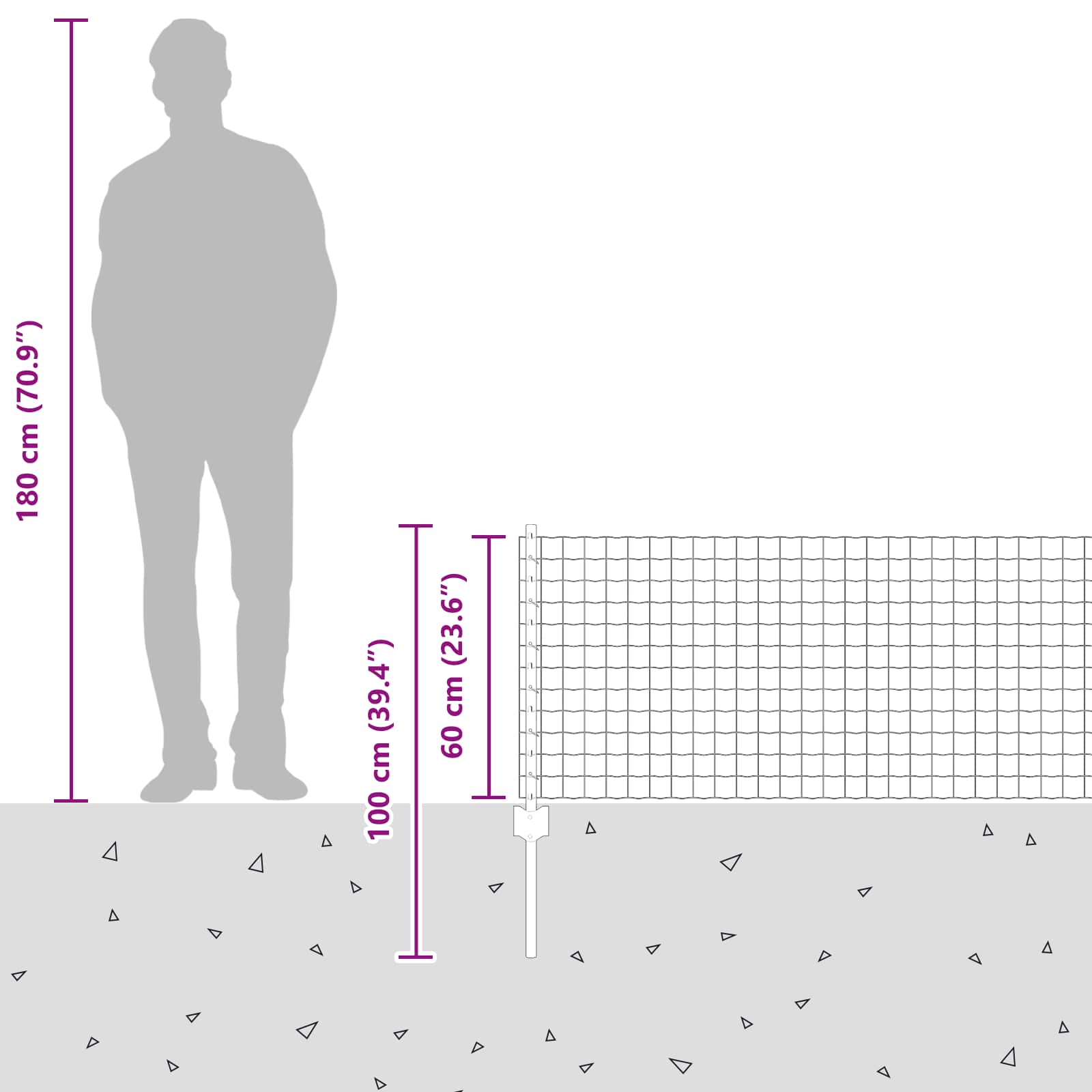 Stängsel med stolpe Silver 0,6 x 10 m Stål