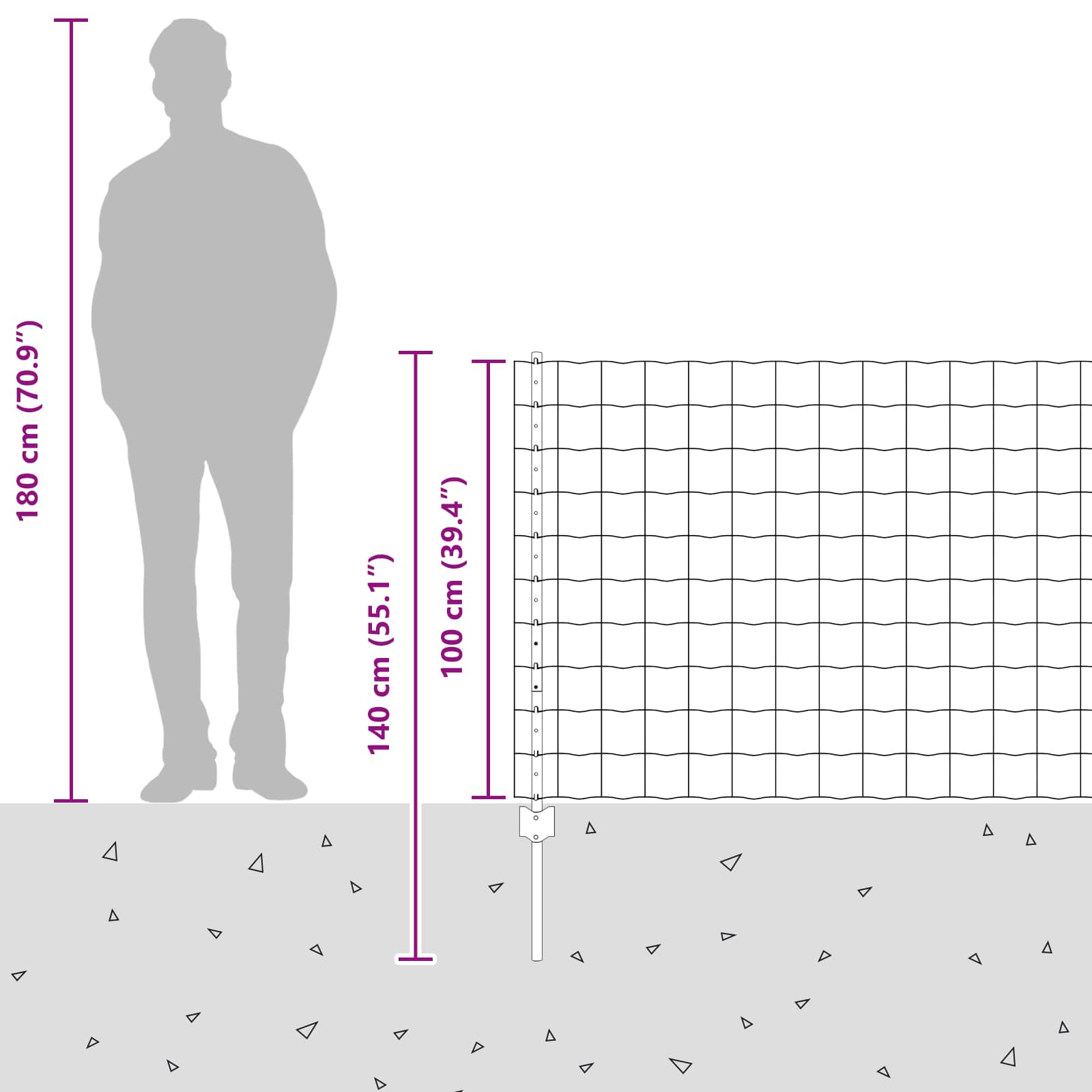 Stängsel med stolpe Silver 1 x 10 m Stål