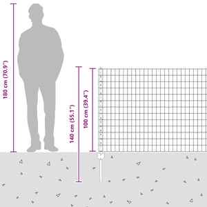 Stängsel med stolpe Silver 1 x 25 m Stål