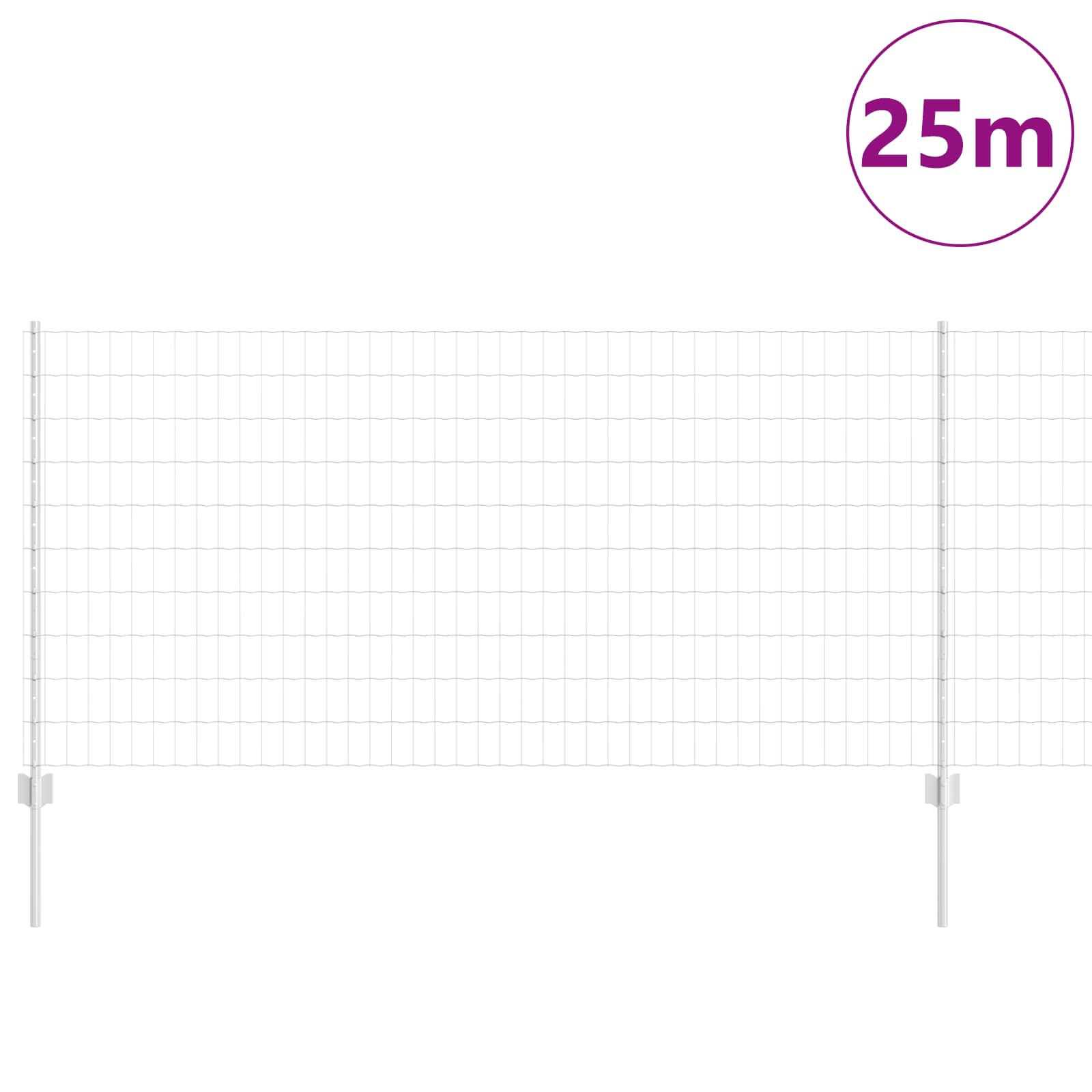 Stängsel med stolpe Silver 1 x 25 m Stål