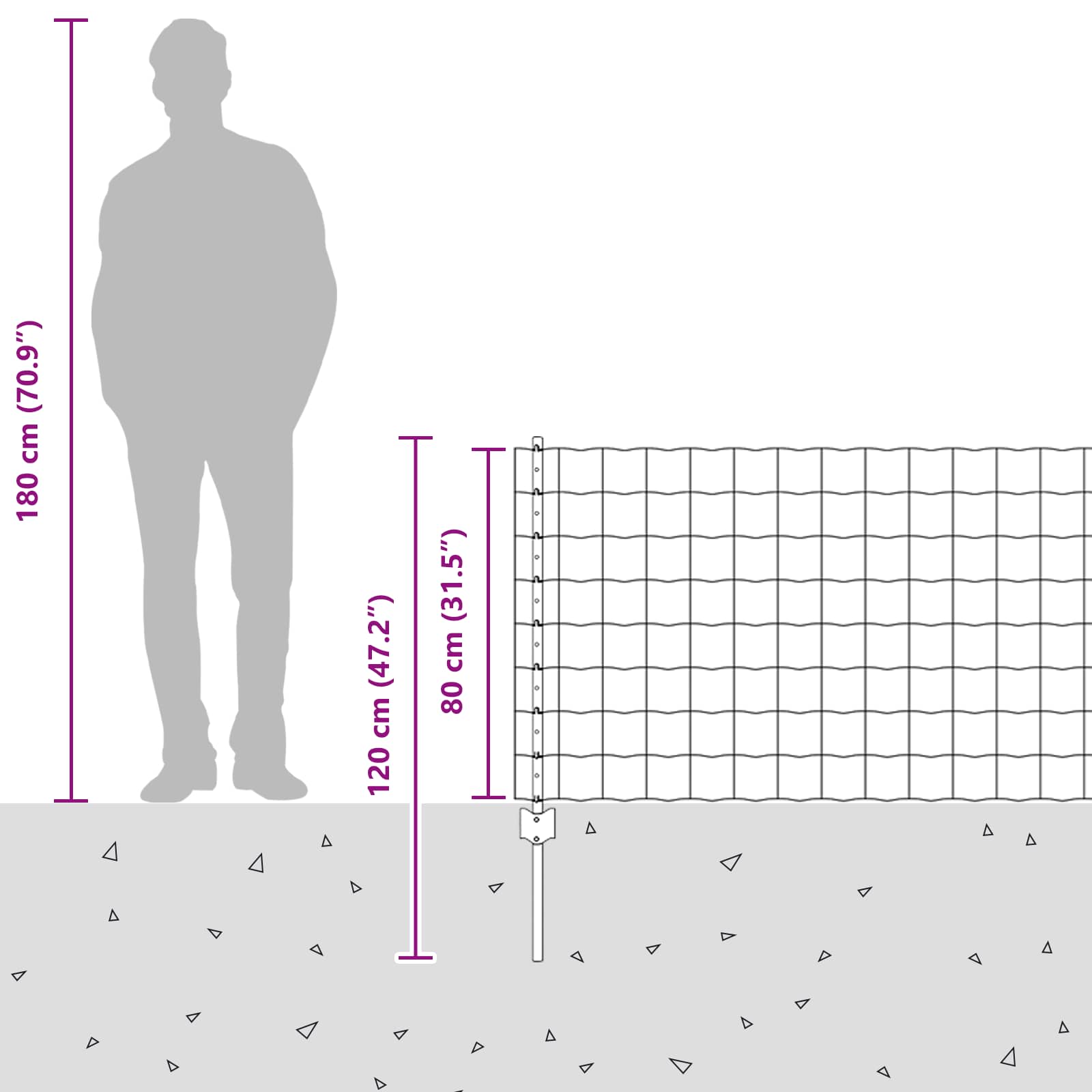 Stängsel med stolpe Silver 0,8 x 25 m Stål