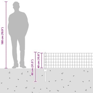Stängsel med stolpe Silver 0,4 x 10 m Stål