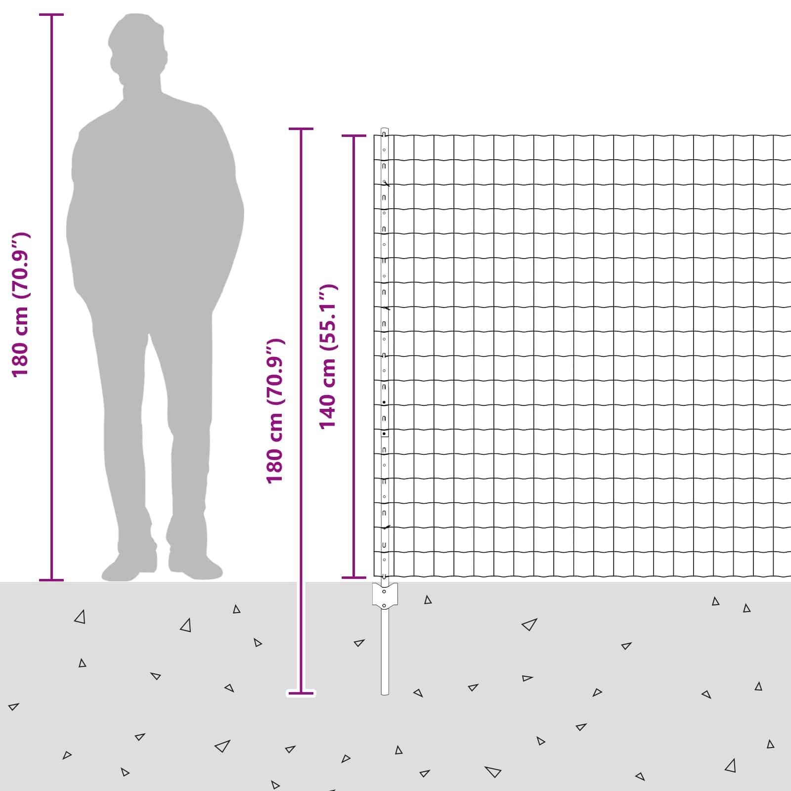 Stängsel med stolpe Silver 1,4 x 10 m Stål
