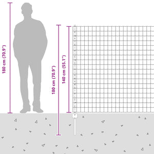 Stängsel med stolpe Silver 1,4 x 10 m Stål