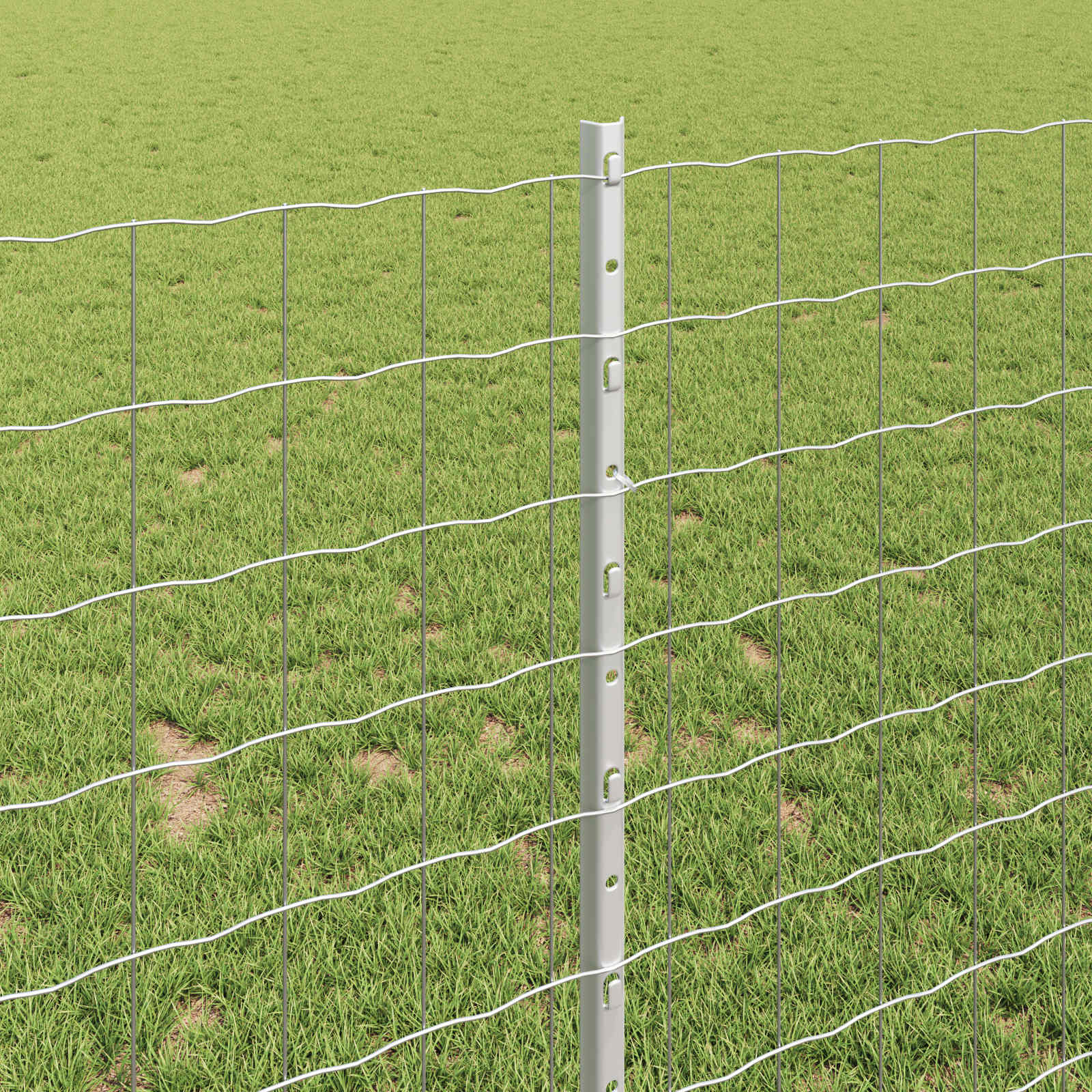 Stängsel med stolpe Silver 1 x 25 m Stål