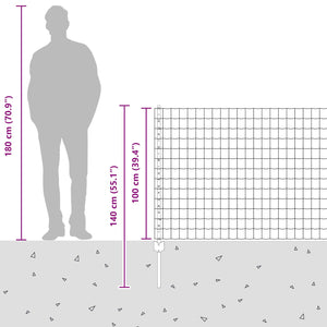 Stängsel med stolpe Silver 1 x 25 m Stål