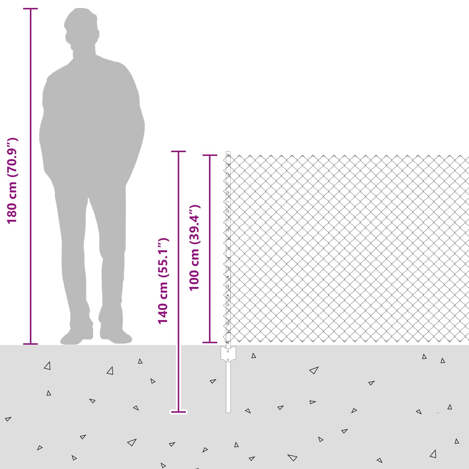 Stängsel med stolpe Grå 1 x 10 m Stål och PVC