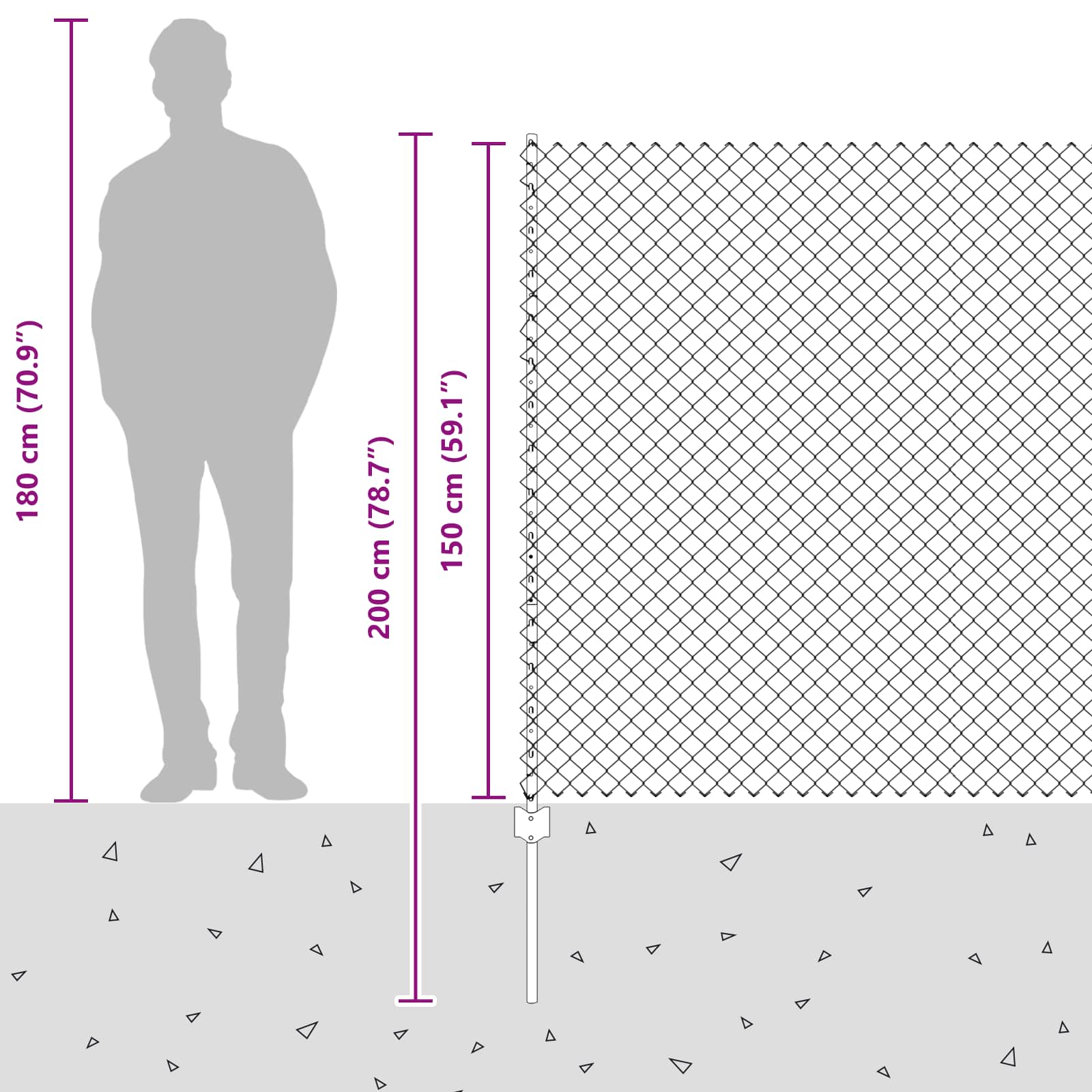 Stängsel med stolpe Grå 1,5 x 10 m Stål och PVC