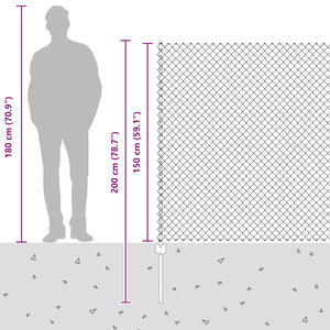 Stängsel med stolpe Grå 1,5 x 10 m Stål och PVC