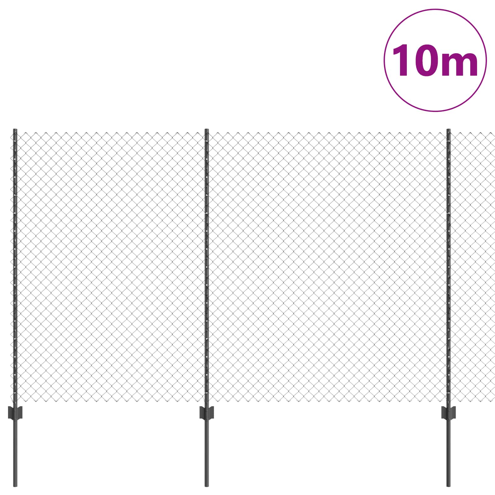 Stängsel med stolpe Grå 1,5 x 10 m Stål och PVC