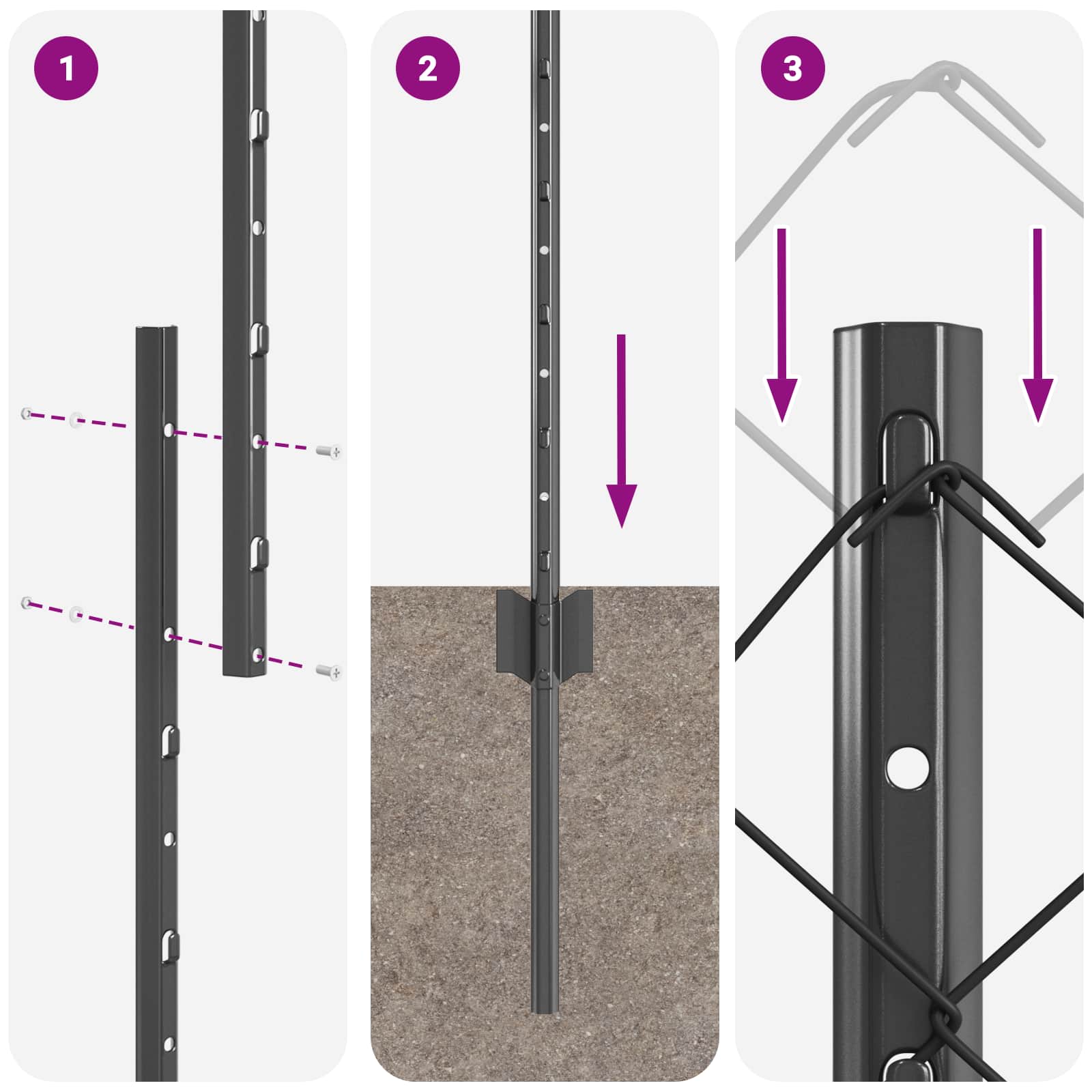 Stängsel med stolpe Grå 1,2 x 10 m Stål och PVC