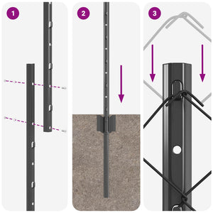 Stängsel med stolpe Grå 1,2 x 10 m Stål och PVC