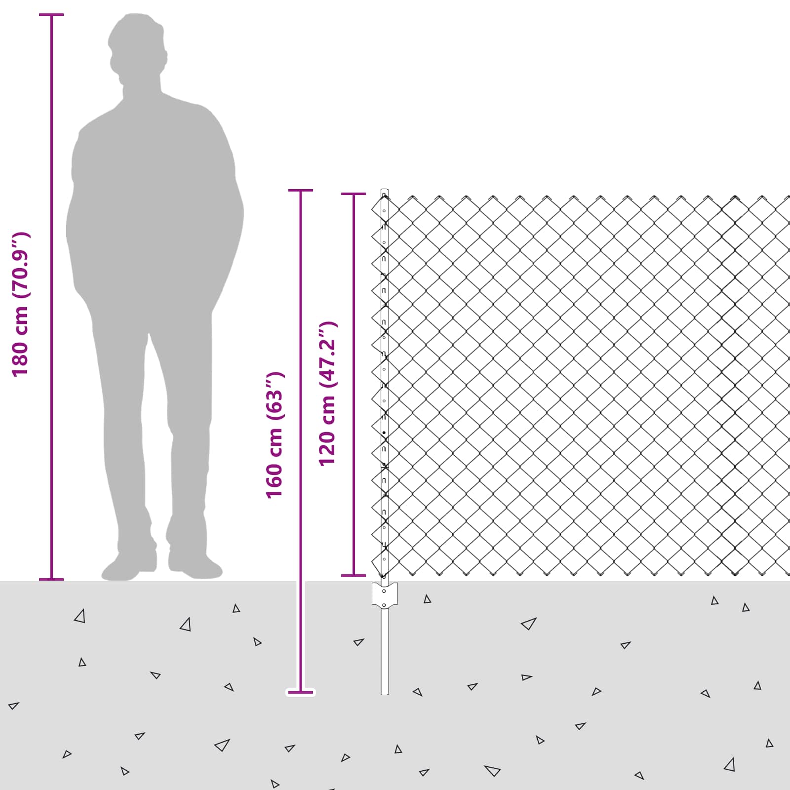 Stängsel med stolpe Grå 1,2 x 10 m Stål och PVC