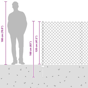 Stängsel med stolpe Grå 1,2 x 10 m Stål och PVC